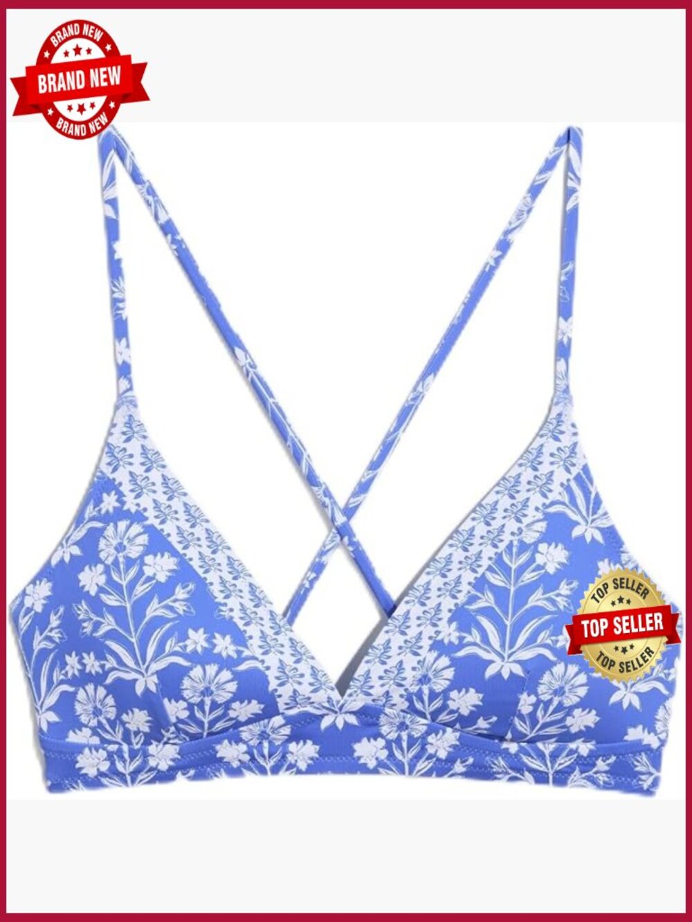 Crisscross Triangle Bikini Top with UPF 50+ Swimwear
